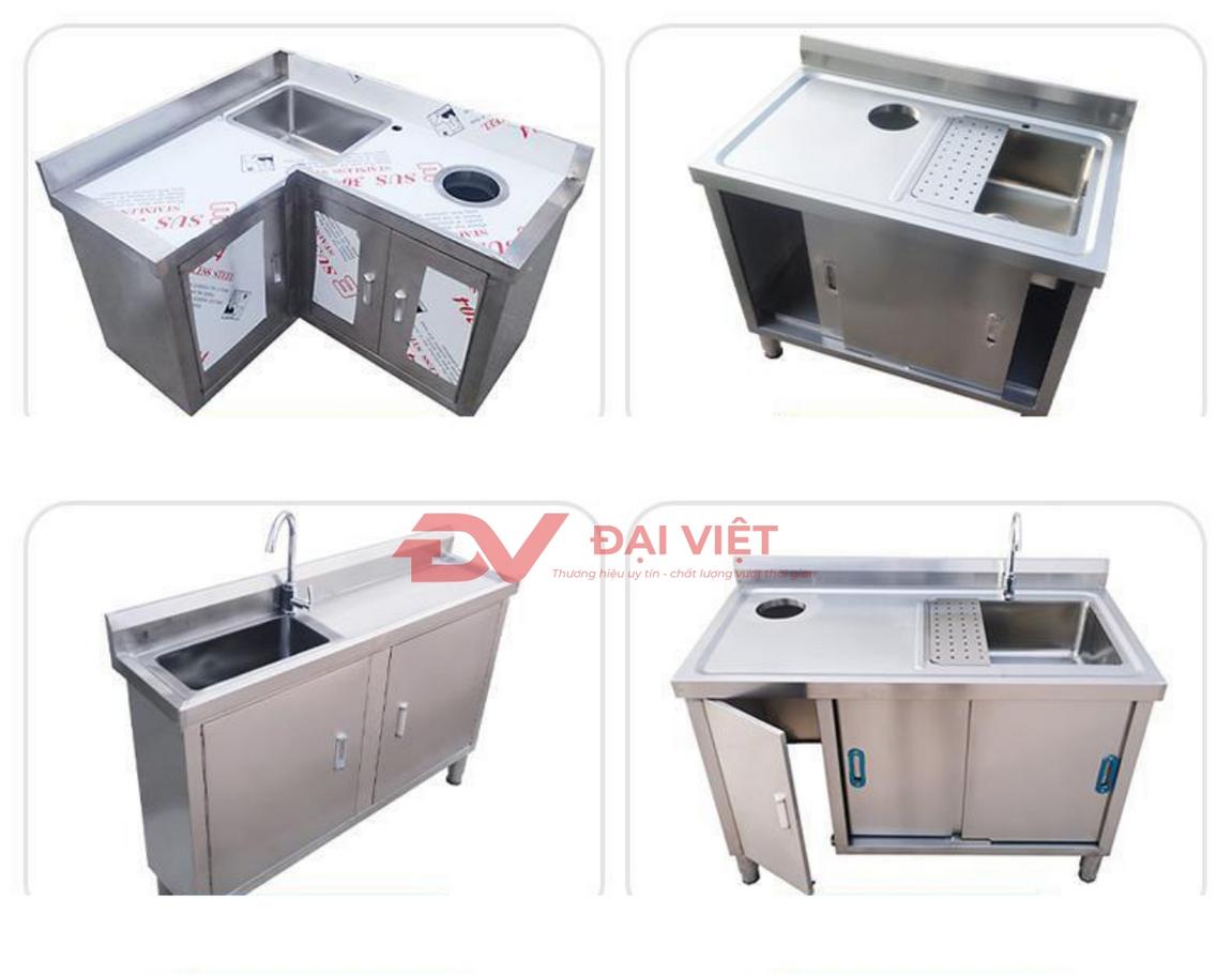 Bồn rửa inox 1 ngăn lớn chi tiết mối hàn han tig và kệ tiện ích