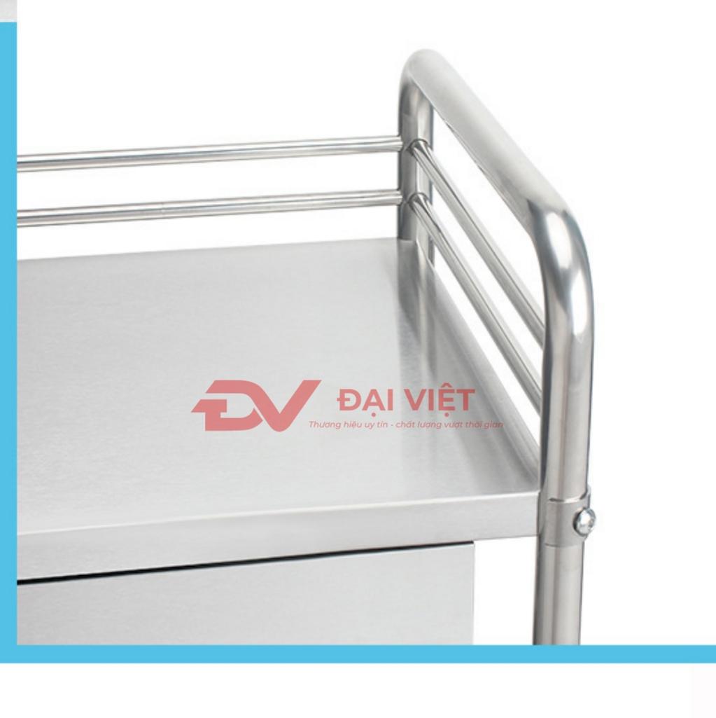 Ưu điểm nổi bật của xe đẩy inox y tế 2 tầng 690x460x910mm kèm ngăn kéo