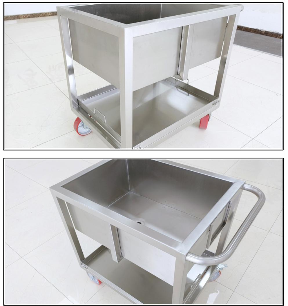 Chi tiết thông số kỹ thuật xe đẩy inox 2 tầng 700x500x800mm với mô tả kích thước vật liệu bánh xe