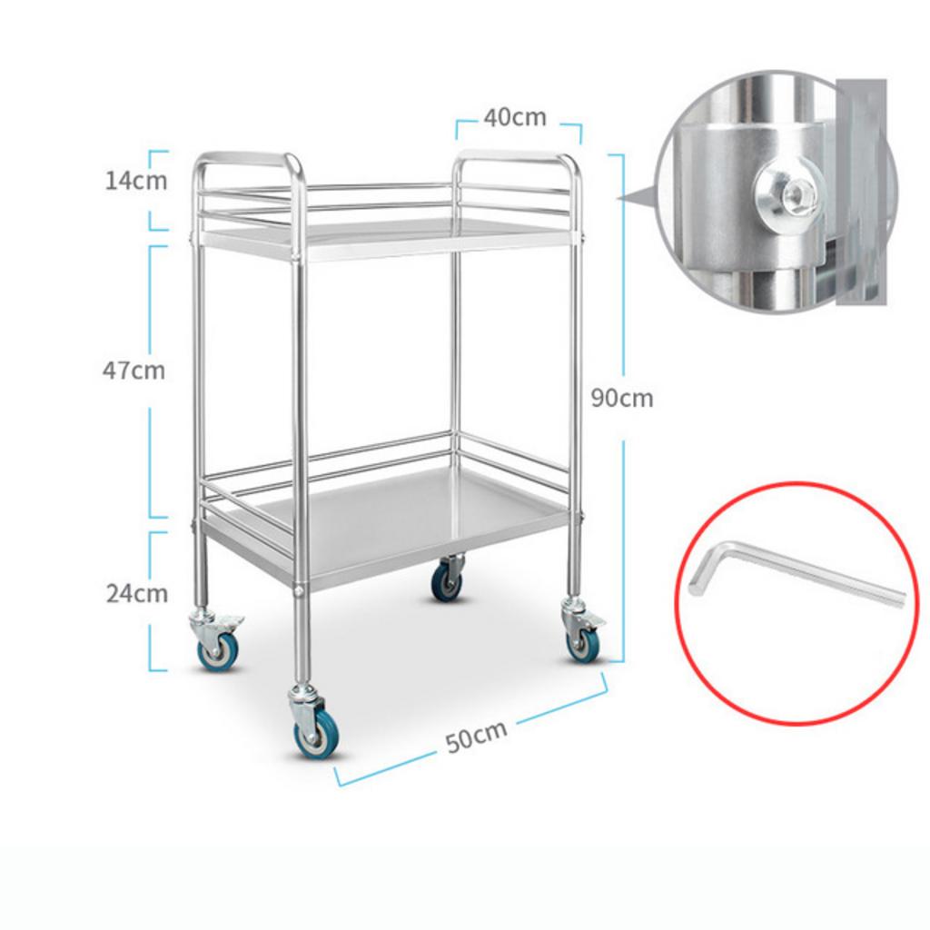 Tải trọng vượt trội của xe đẩy inox y tế 2 tầng 500x400x900mm
