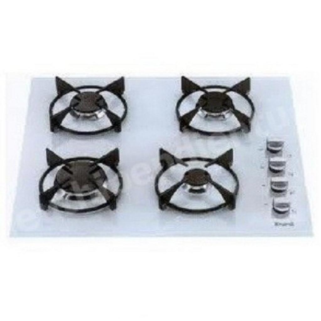 Bếp Gas Âm Nardi LC-640-AV-W with white glass surface and enamel-coated sturdy iron grates