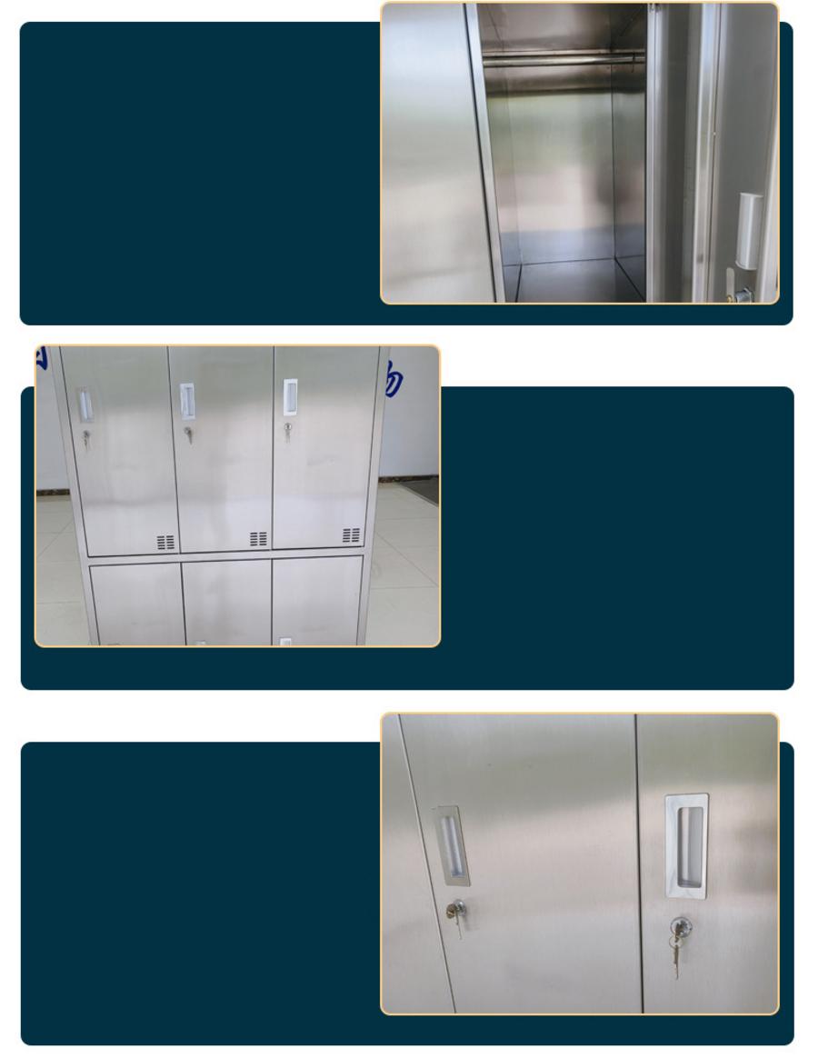 Hình ảnh các chi tiết ưu điểm nổi bật của tủ quần áo inox 6 cửa phòng sạch