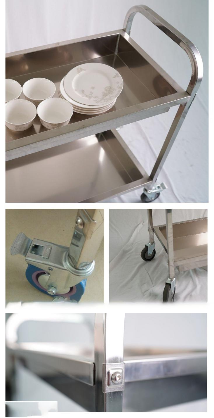 Hình ảnh chi tiết ưu điểm của xe đẩy y tế 2 tầng inox như chất liệu bánh xe và thiết kế