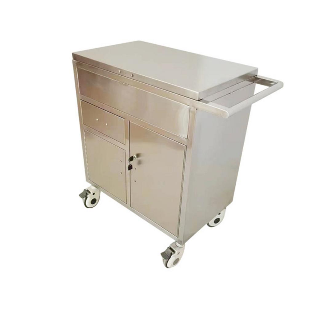 Hình ảnh mối hàn TIG và bánh xe khóa của tủ y tế inox Cơ Khí Đại Việt