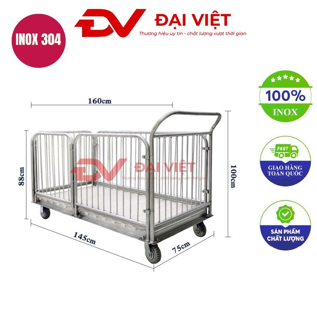 Xe đẩy đồ vải inox 1450x750x1000mm trong khu giặt là hoặc bệnh viện