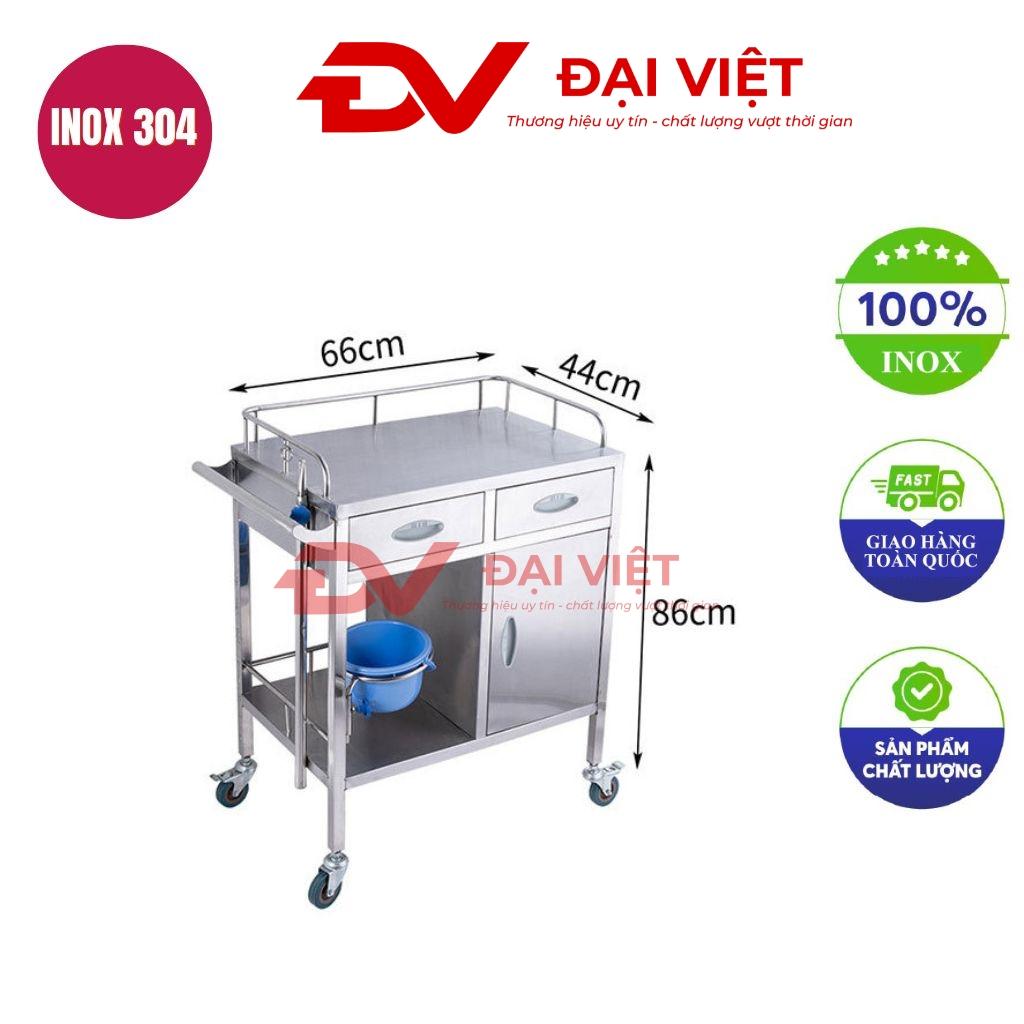 Tổng quan về sản phẩm xe đẩy thuốc inox 1 cửa 2 ngăn kéo