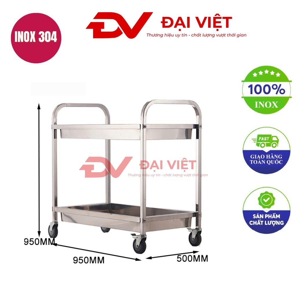 Xe đẩy y tế 2 tầng inox 950x500x950 mm trong môi trường bệnh viện hiện đại
