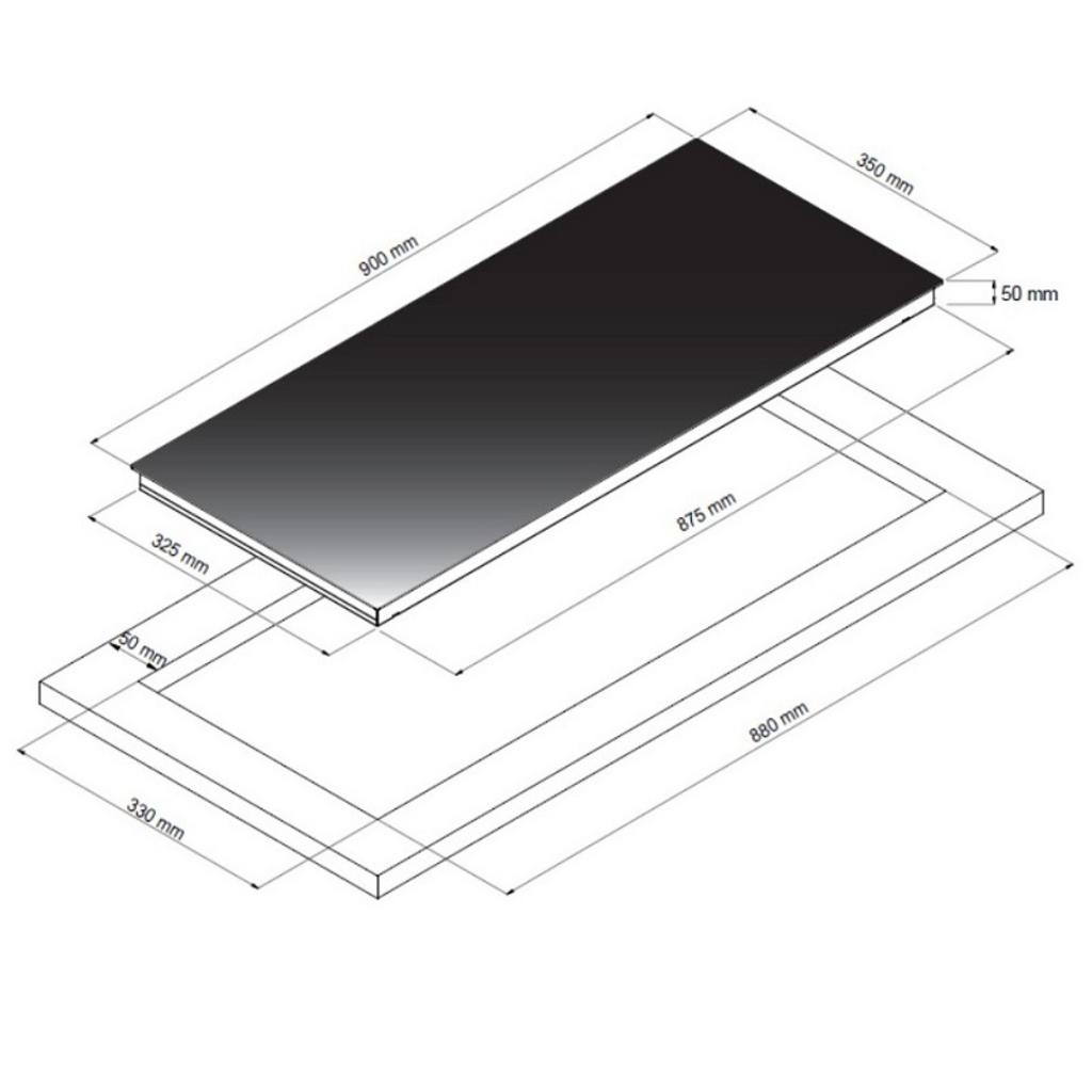 Hình minh họa 6 ưu điểm nổi bật của bếp kết hợp dudoff mia f3b với icon từng đặc điểm như vùng nấu, mặt kính, khóa an toàn, điều khiển cảm ứng