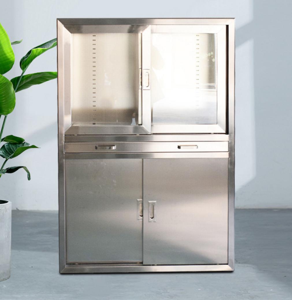 Tiện lợi khi di chuyển của tủ thuốc y tế 2 cửa kính 2 cửa inox
