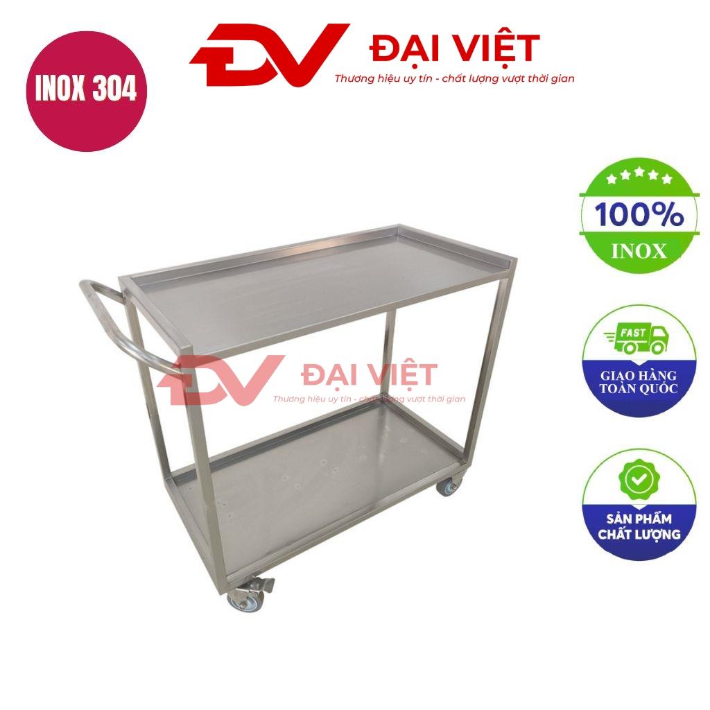 Xe đẩy inox 2 tầng 800x600x800mm trong môi trường công nghiệp