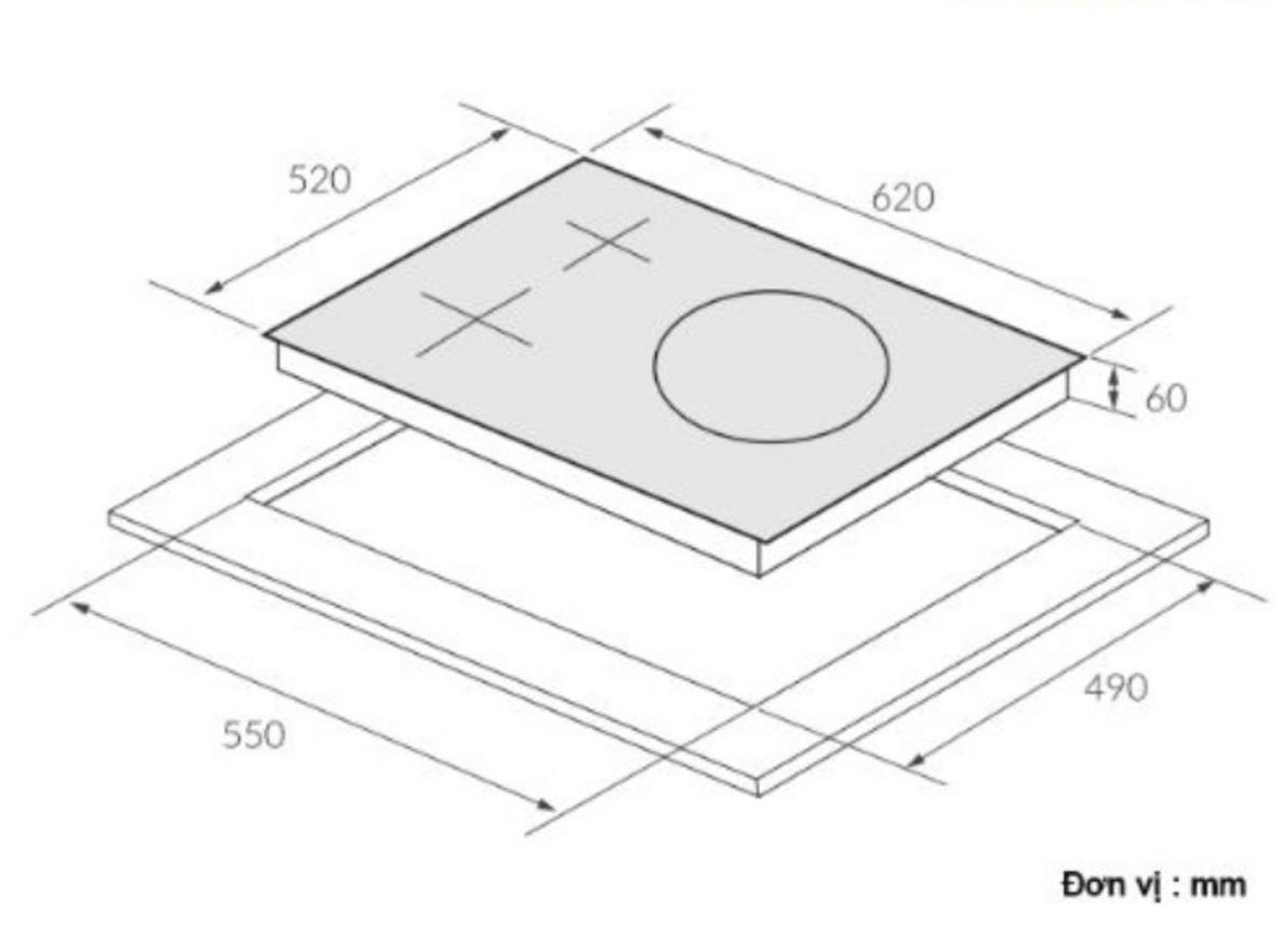Tổng quan Bếp từ Eurosun 3 vùng nấu EU-T906G lắp âm