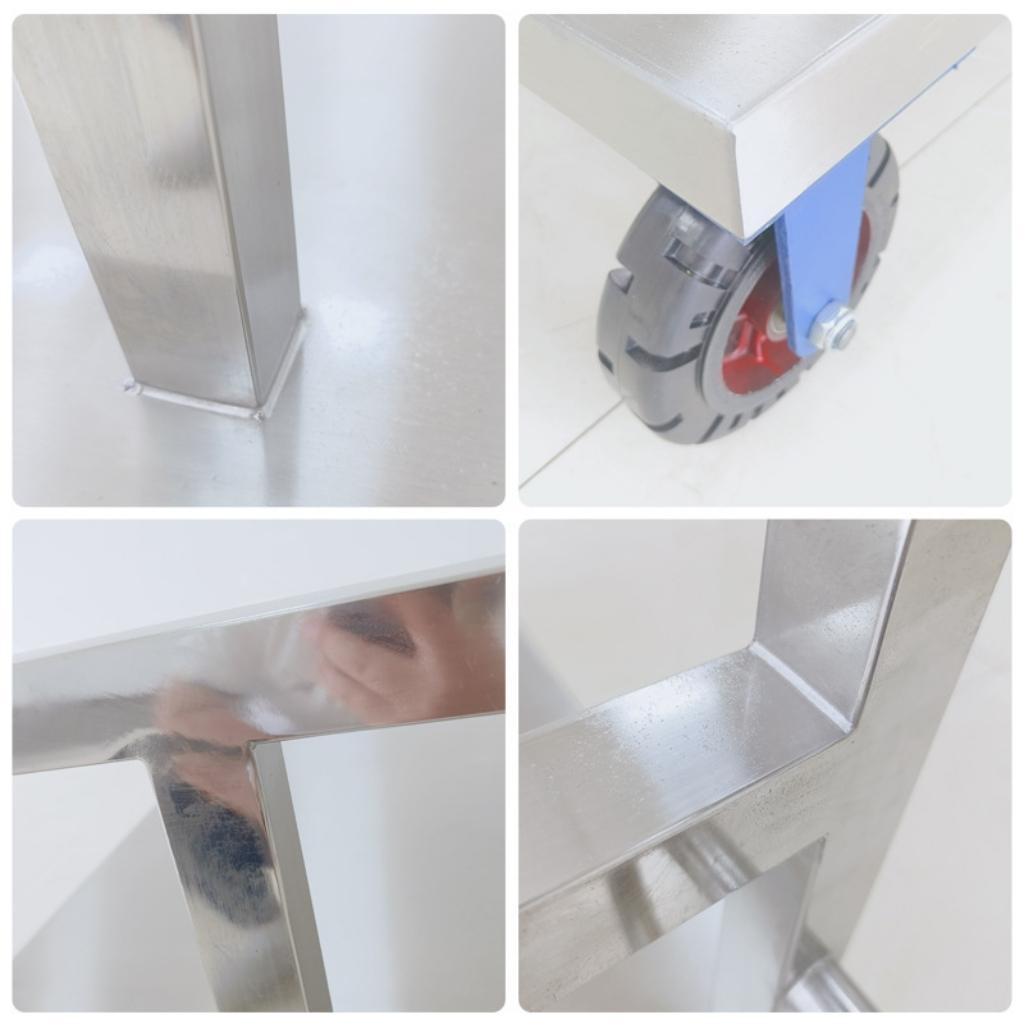 Khoảng cách chi tiết ưu điểm nổi bật xe đẩy hàng inox 4 bánh 500kg bánh xe PU inox sáng bóng