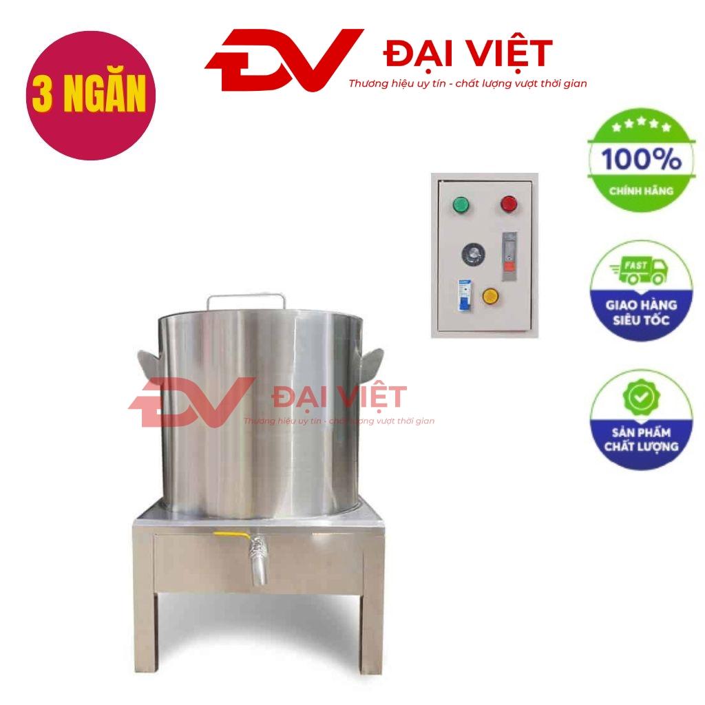 Nồi nấu phở inox 304 ba ngăn điện rời trong bếp nhà hàng hiển thị các ngăn riêng biệt và phụ kiện tiện ích