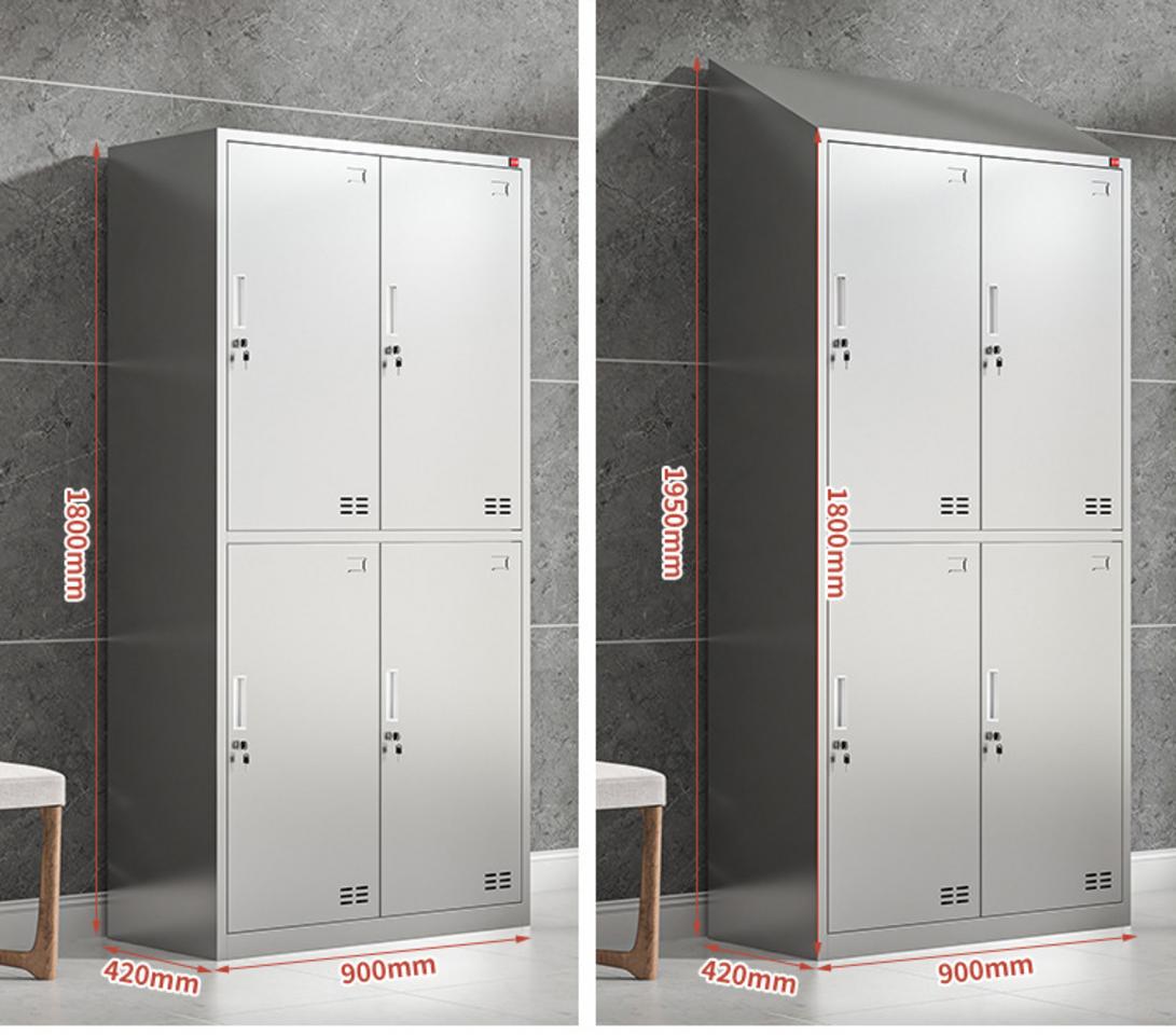 Thông số kỹ thuật của tủ quần áo inox 4 cửa mái xéo 1800x420x900mm