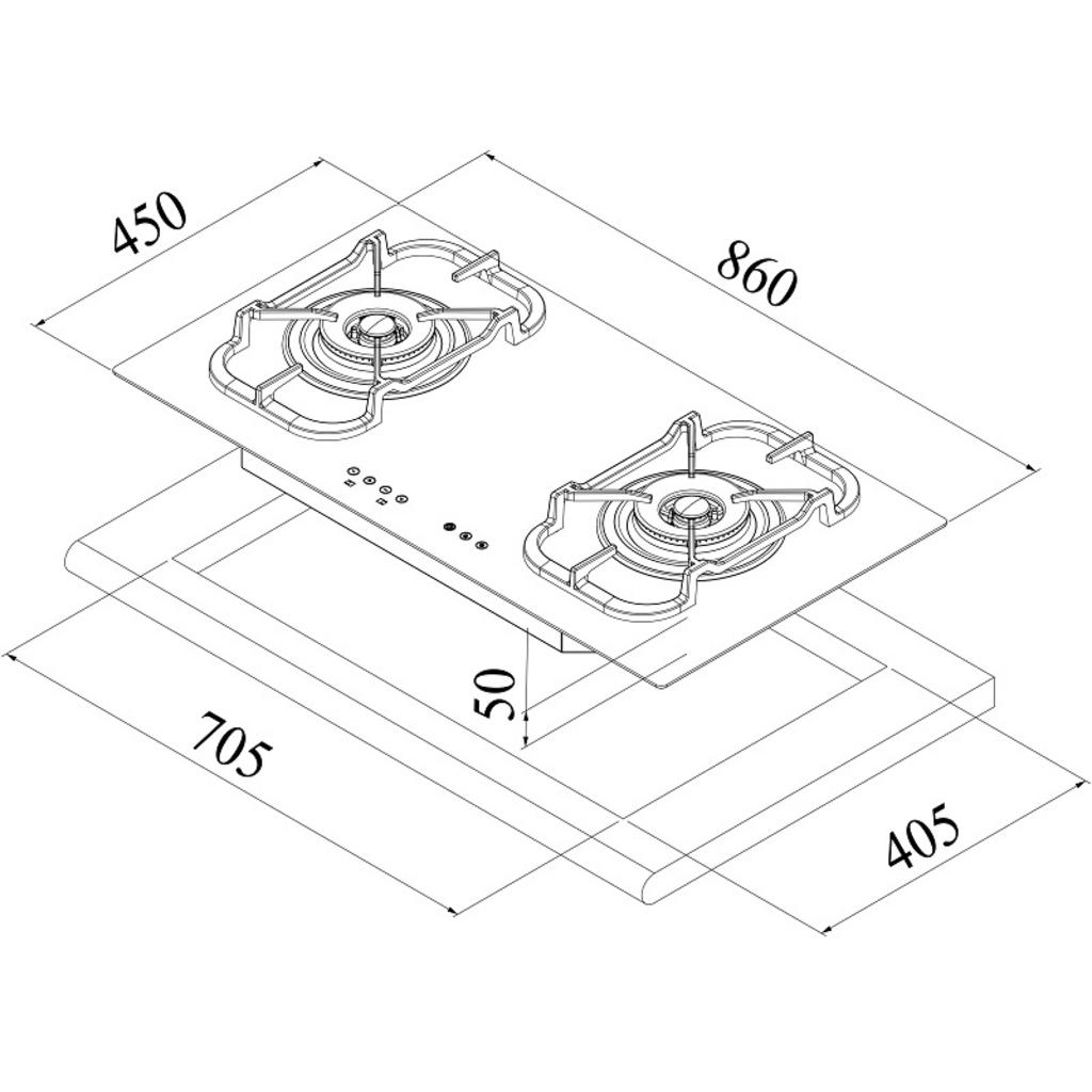 Thông số kỹ thuật của Bếp gas Dudoff Gaia 02Z3
