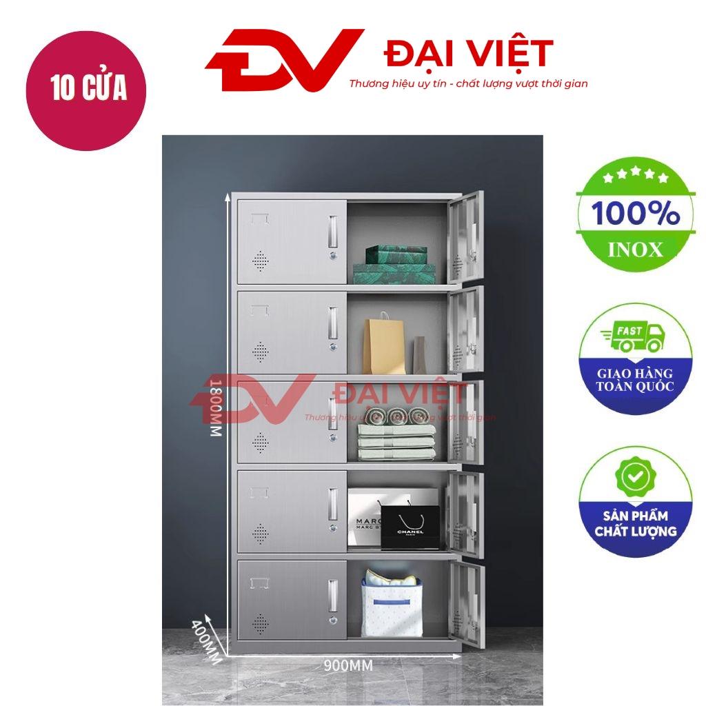 Tủ quần áo inox 10 cửa 1800x400x900mm đặt trong phòng làm việc hiện đại dưới ánh sáng tự nhiên thể hiện chi tiết 10 cửa riêng biệt và thiết kế chắc chắn