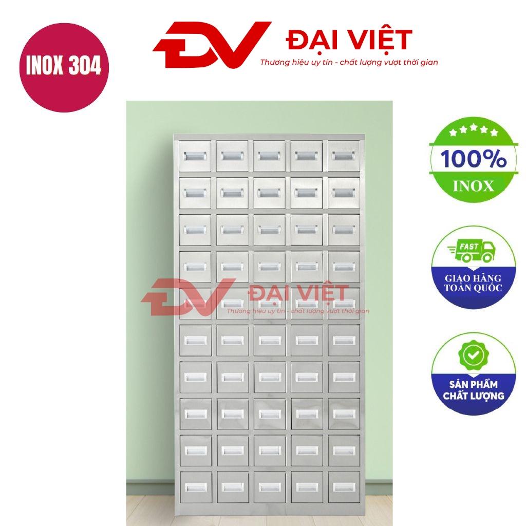 Tủ thuốc đông y inox 50 ngăn 1930x500x1200mm trong phòng khám đông y hiện đại