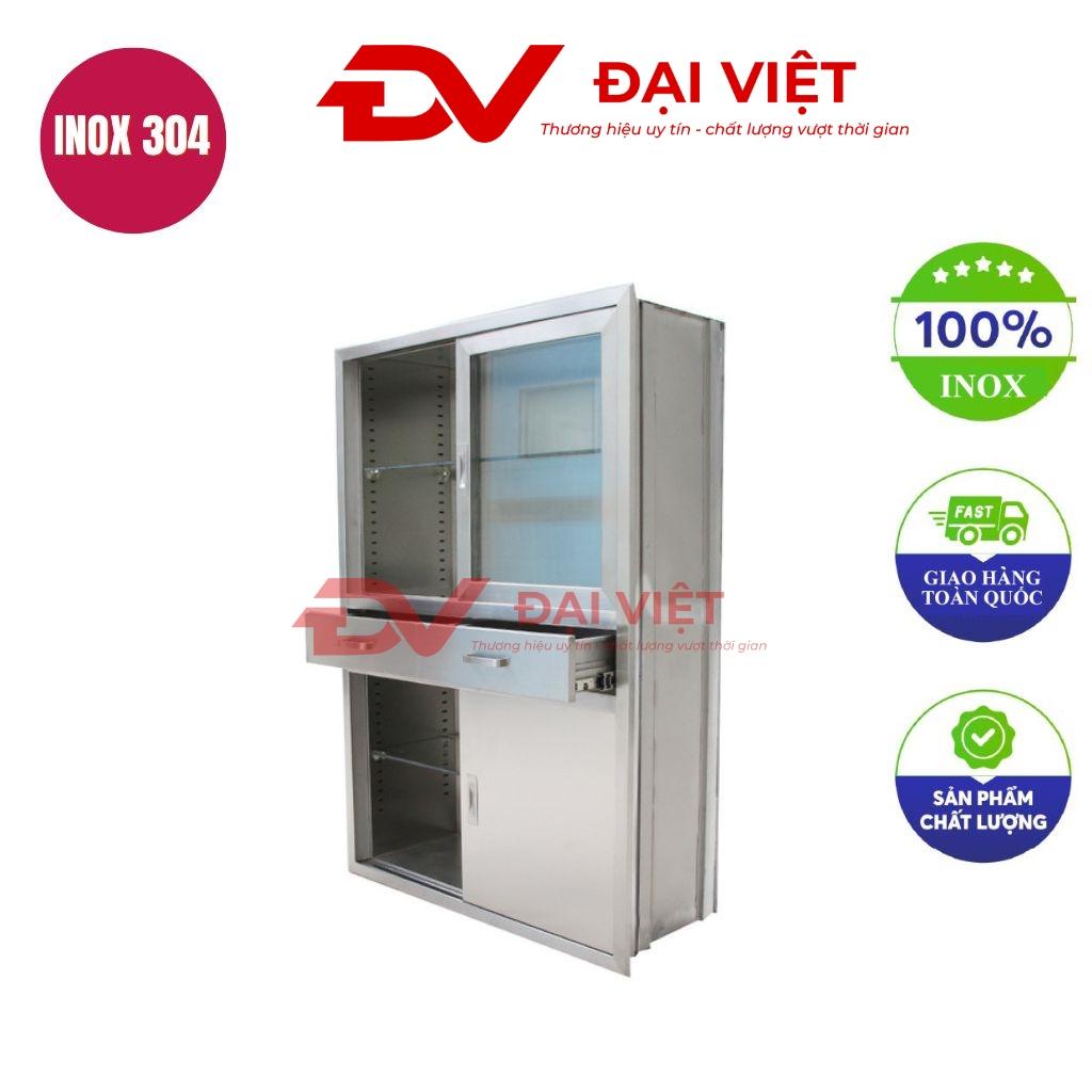 Tủ thuốc y tế 4 cửa 2 ngăn kéo với thiết kế hiện đại, vật liệu inox sáng bóng