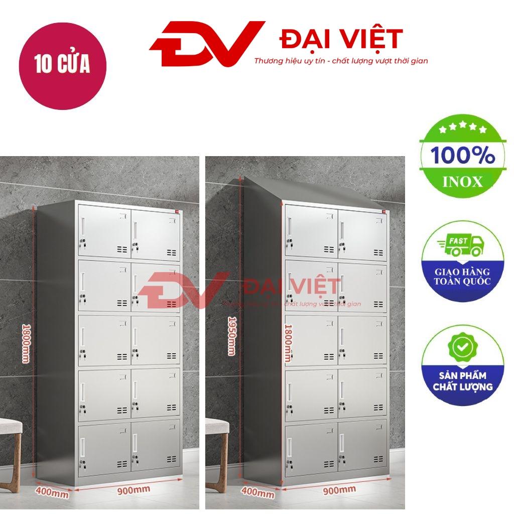 Tủ quần áo inox 10 cửa mái xéo trong phòng sạch và nhà máy công nghiệp