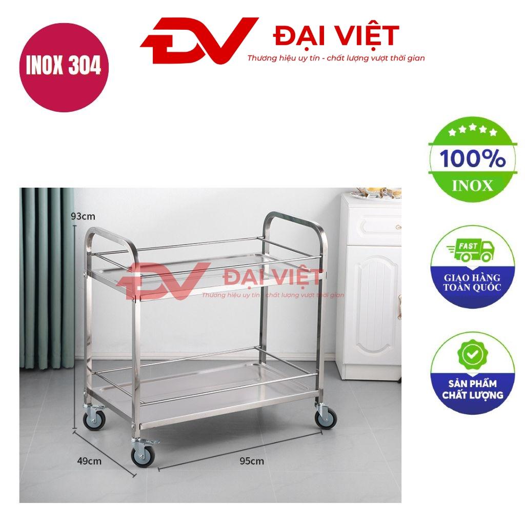 Xe đẩy chén dĩa nhà hàng 2 tầng 950x490x930mm