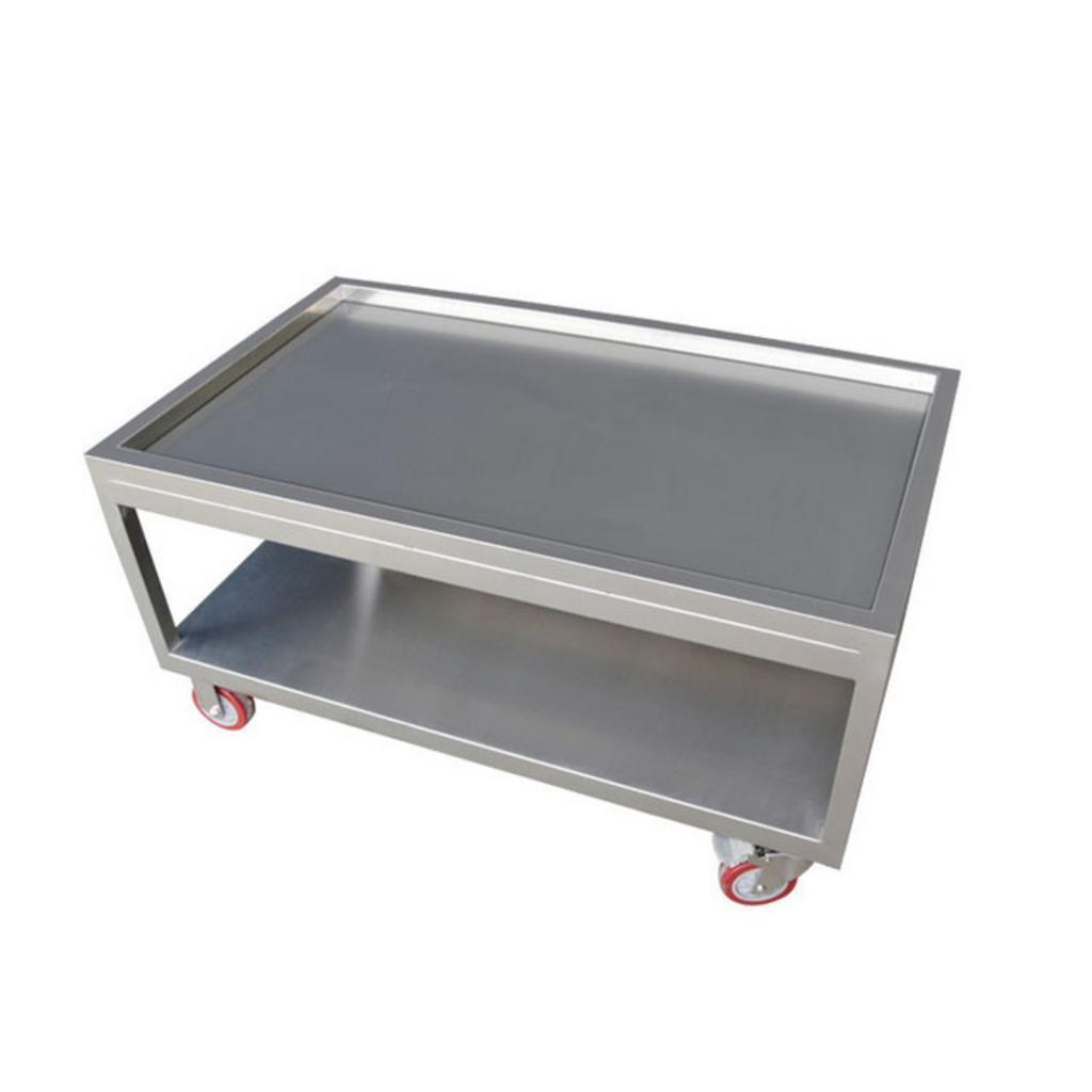 Xe đẩy inox 2 tầng 400x600x400mm nổi bật với tay cầm tiện dụng và bánh xe xoay 360 độ