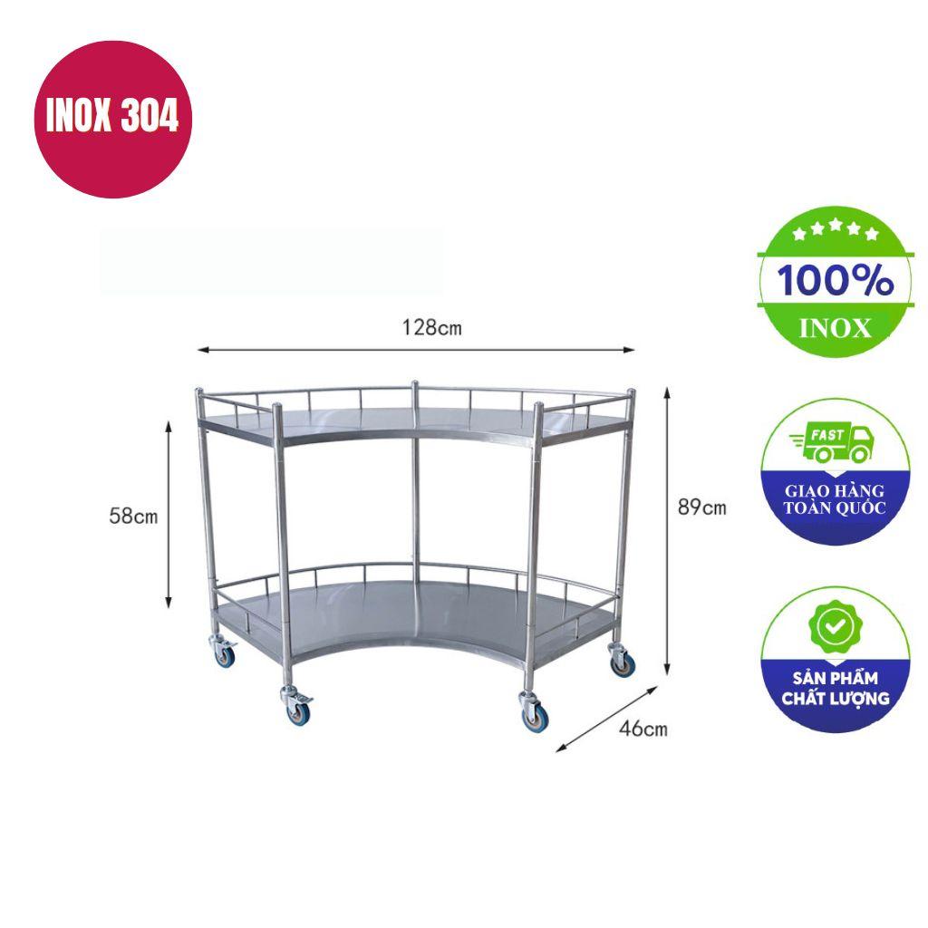 Xe đẩy thiết bị y tế 128x89x46cm dạng cong 2 tầng