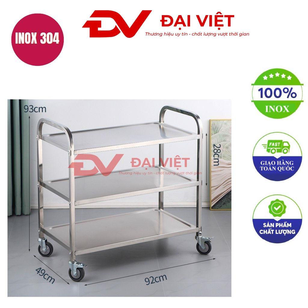 Xe đẩy thức ăn nhà hàng 3 tầng inox 304