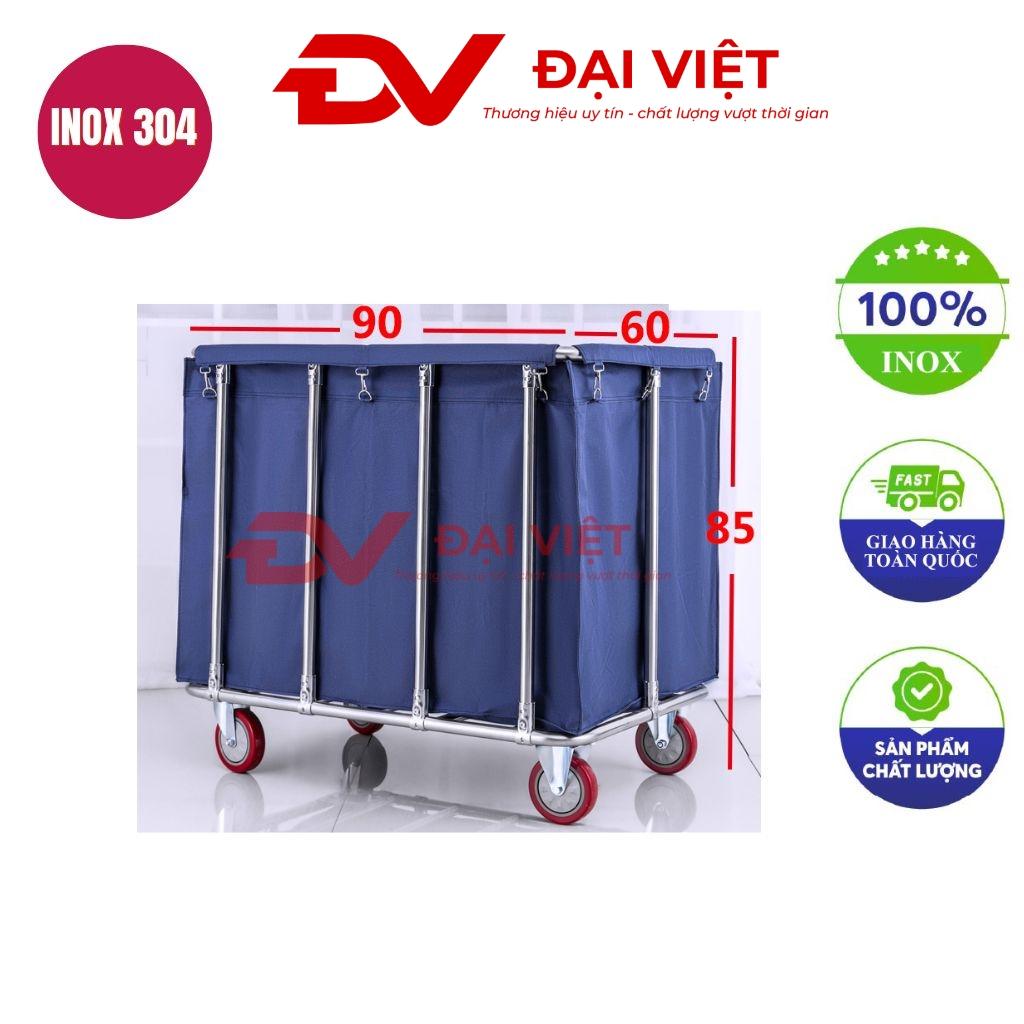 Xe giặt là khách sạn 900x600x850mm di chuyển trong hành lang khách sạn với túi vải bạt chống thấm nước và khung inox bóng sáng