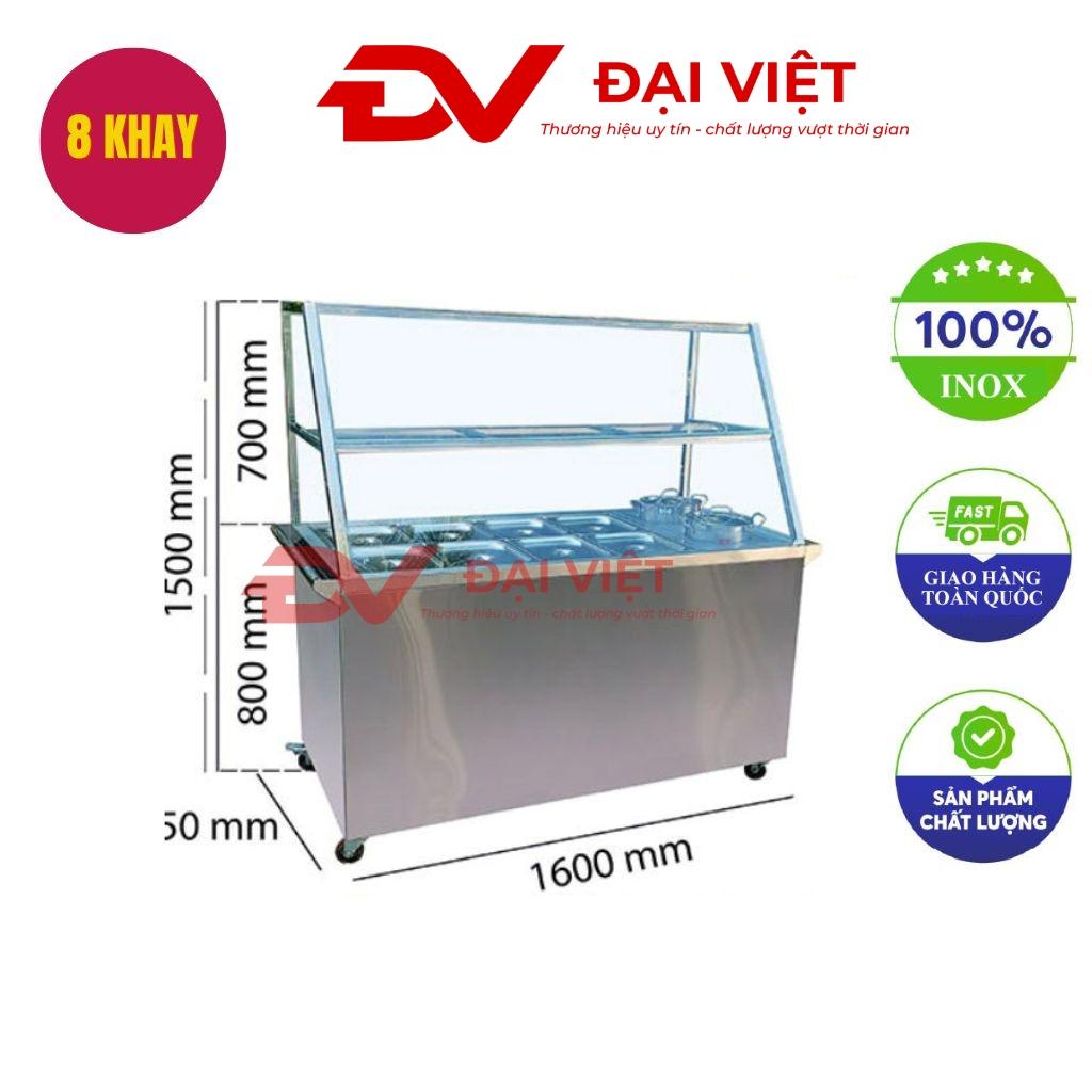 Xe giữ nóng thức ăn 8 khay làm từ inox 304 chứa 8 khay GN các loại