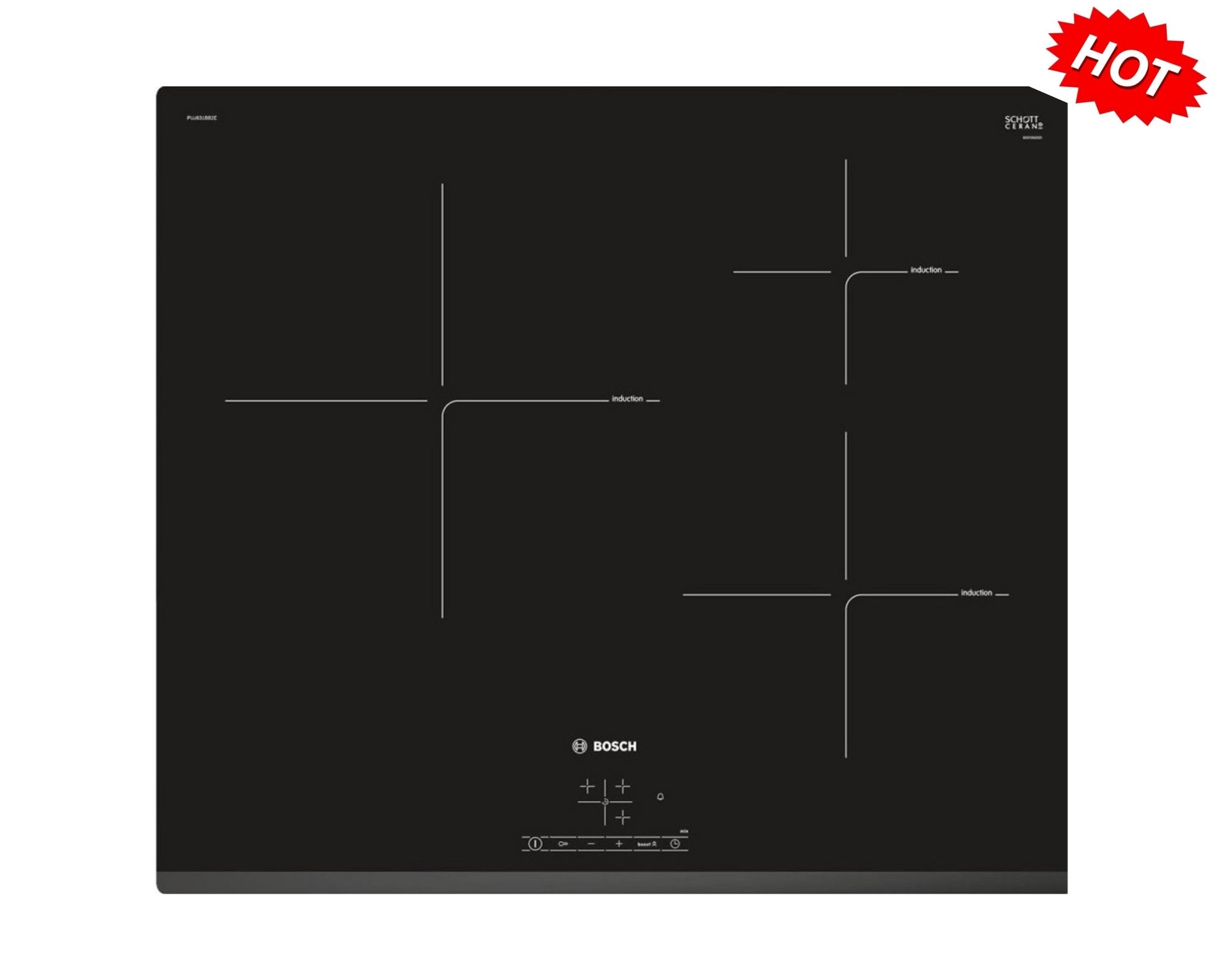 Bếp từ Bosch 3 vùng nấu PUJ631BB2E lắp âm