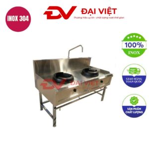 Bếp á 2 họng gang có bầu nước 1m8