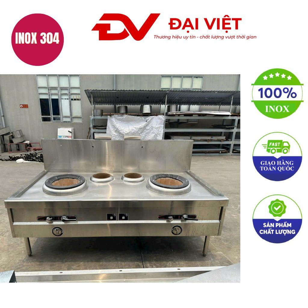 Bếp á 2 họng công nghiệp có gáy — sản xuất tại xưởng Cơ Khí Đại Việt