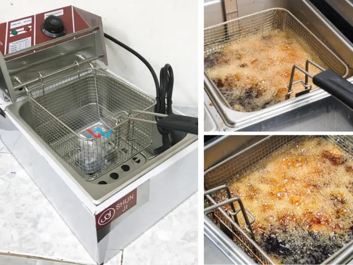 Bếp chiên rán công nghiệp tiêu chuẩn dùng trong nhà hàng và quầy ăn nhanh.