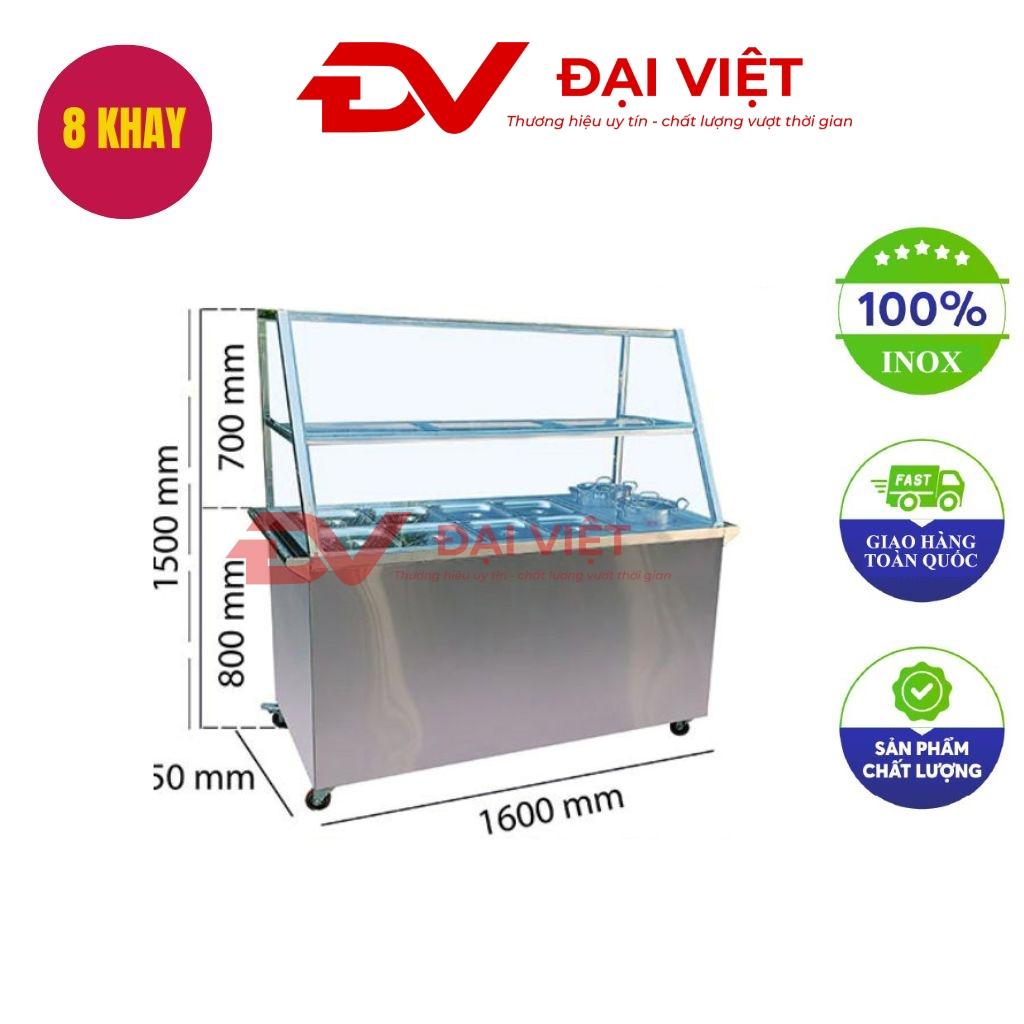 Quầy bán cơm hâm nóng 8 khay 2 nồi — sản xuất tại xưởng Cơ Khí Đại Việt.