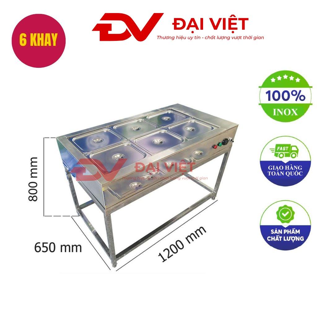 Nồi hâm nóng 6 khay sản xuất tại xưởng Cơ Khí Đại Việt — Inox 304, thiết kế cho bếp chuyên nghiệp