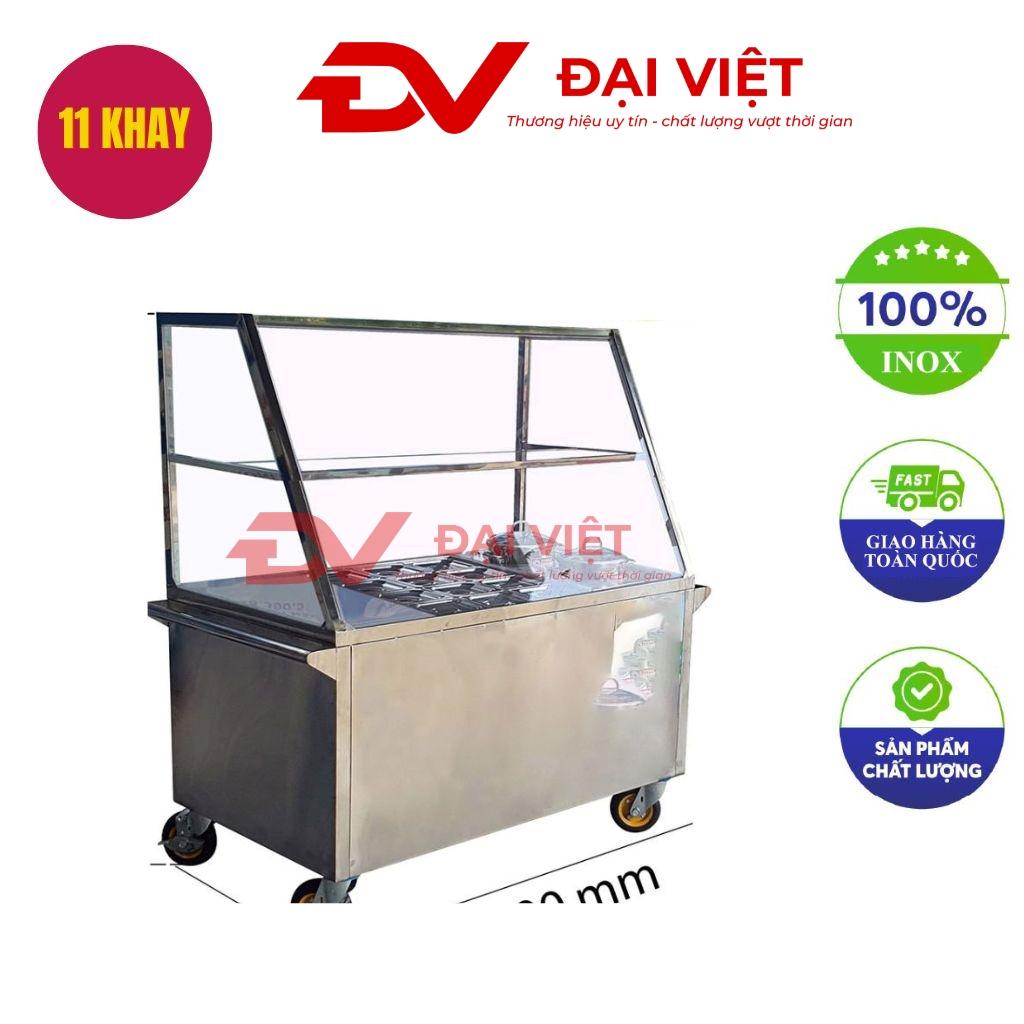 Tủ hâm nóng 11 khay 2 nồi — sản xuất trực tiếp tại xưởng Cơ Khí Đại Việt.