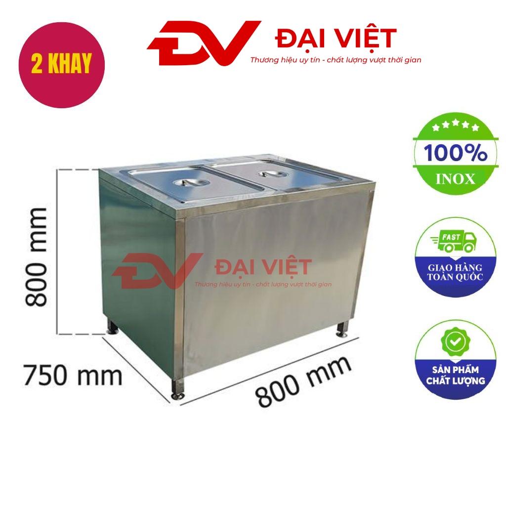 Tủ hâm nóng thức ăn 2 khay inox 304 — sản xuất trực tiếp tại xưởng Cơ Khí Đại Việt