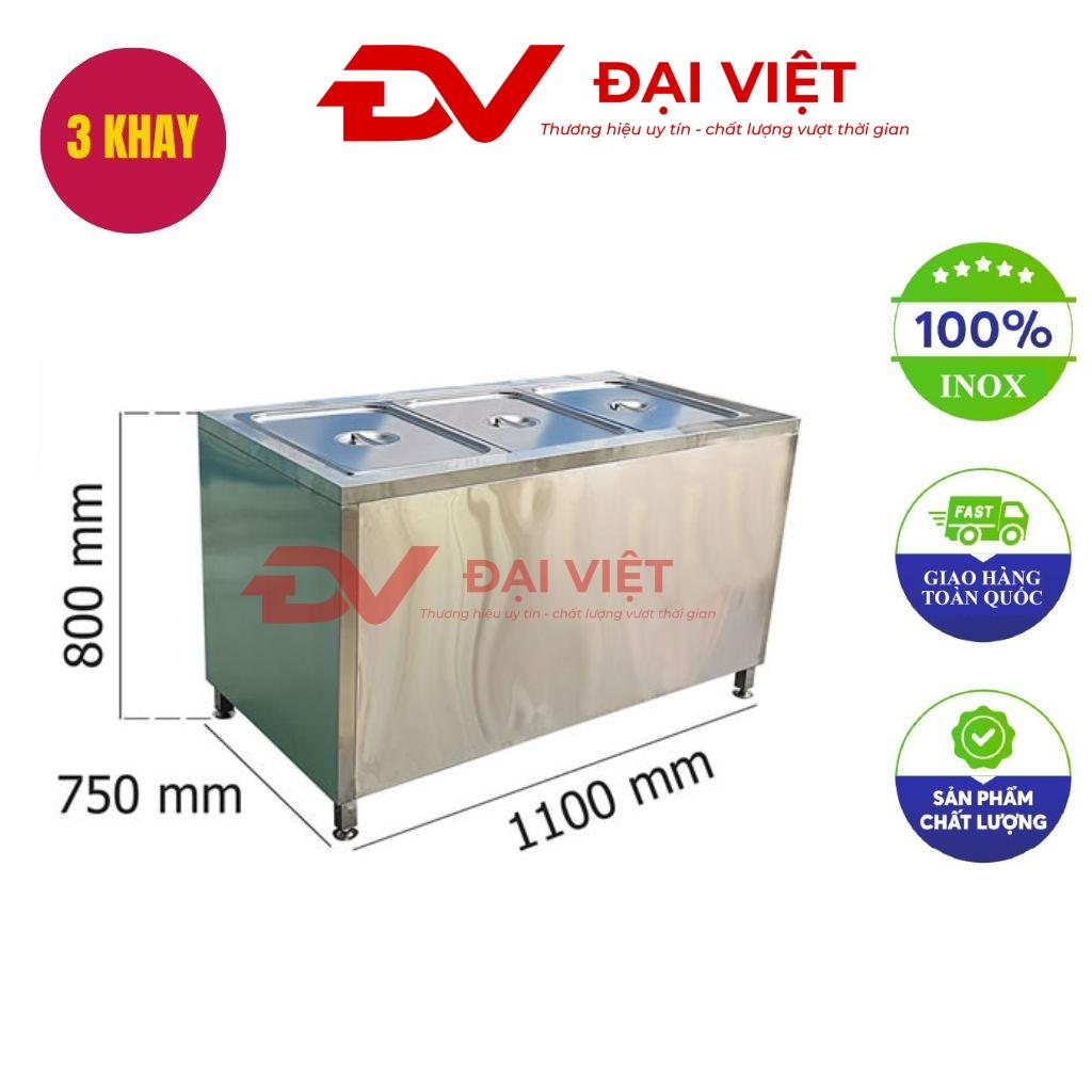 Tủ hâm nóng thức ăn 3 khay (Inox 304) — sản xuất trực tiếp tại xưởng Cơ Khí Đại Việt.