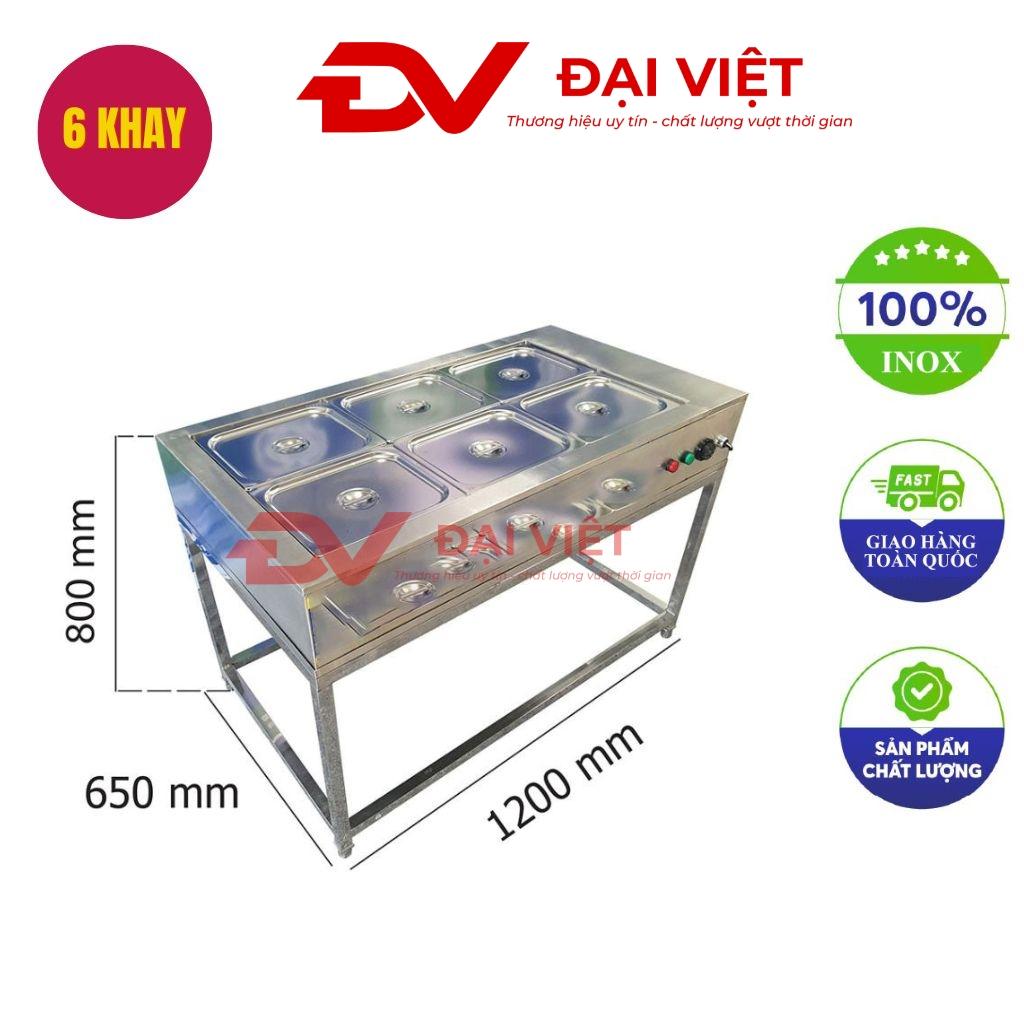 Tủ hâm nóng thức ăn 6 khay — sản xuất trực tiếp tại xưởng Cơ Khí Đại Việt, Inox 304.