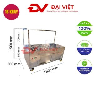 Tủ hâm nóng thức ăn 16 khay 2 nồi