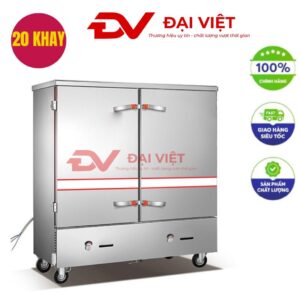 Tủ hấp cơm 20 khay dùng gas và điện