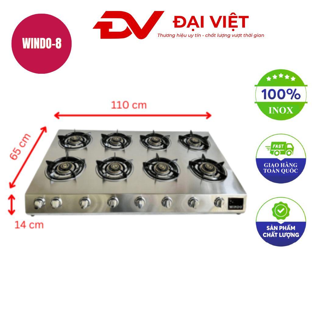 Bếp gas công nghiệp thấp áp 8 lò Windo-8 phi 80 — sản xuất tại xưởng Cơ Khí Đại Việt