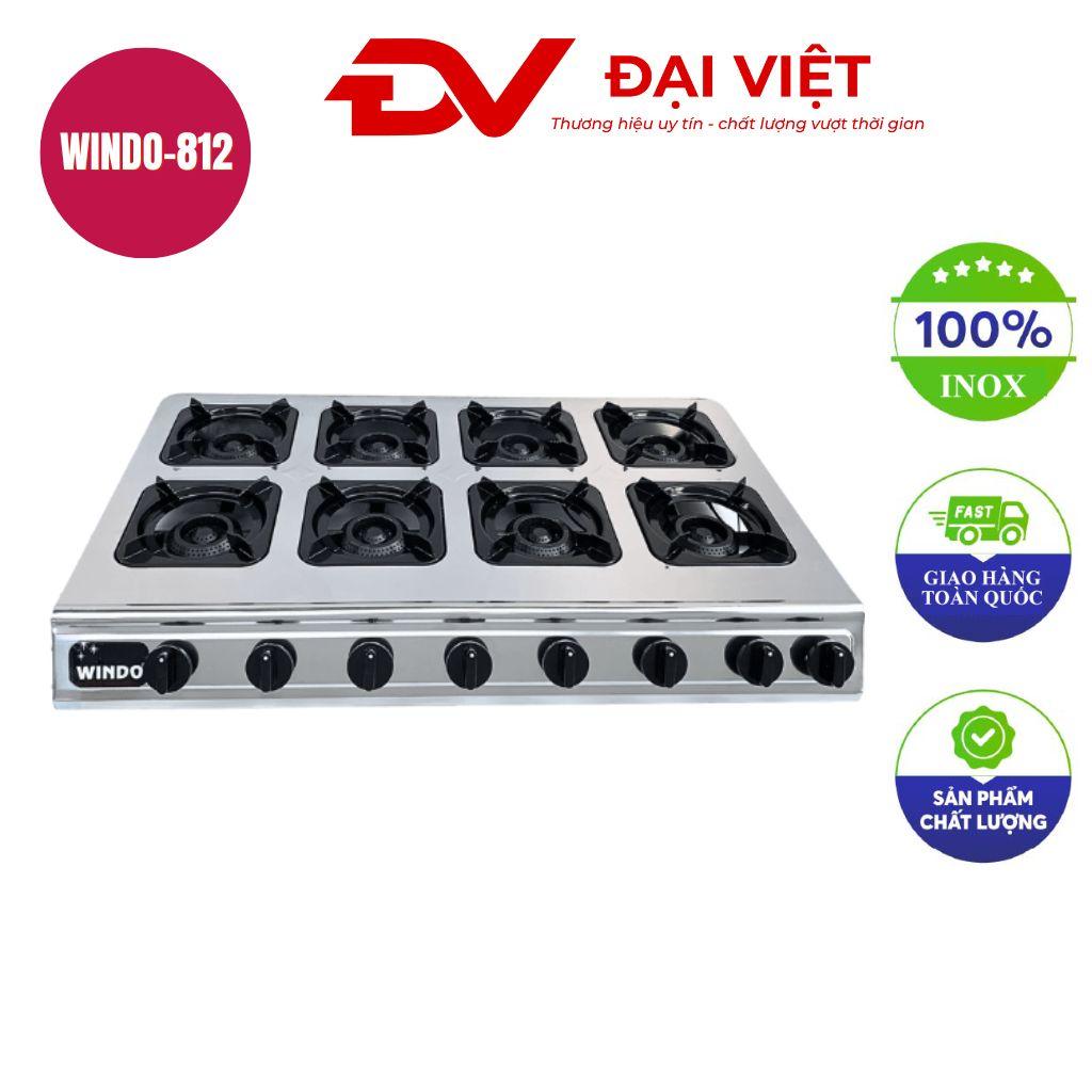 Bếp gas công nghiệp thấp áp 8 lò điếu gang Windo 812 — sản xuất tại xưởng Cơ Khí Đại Việt