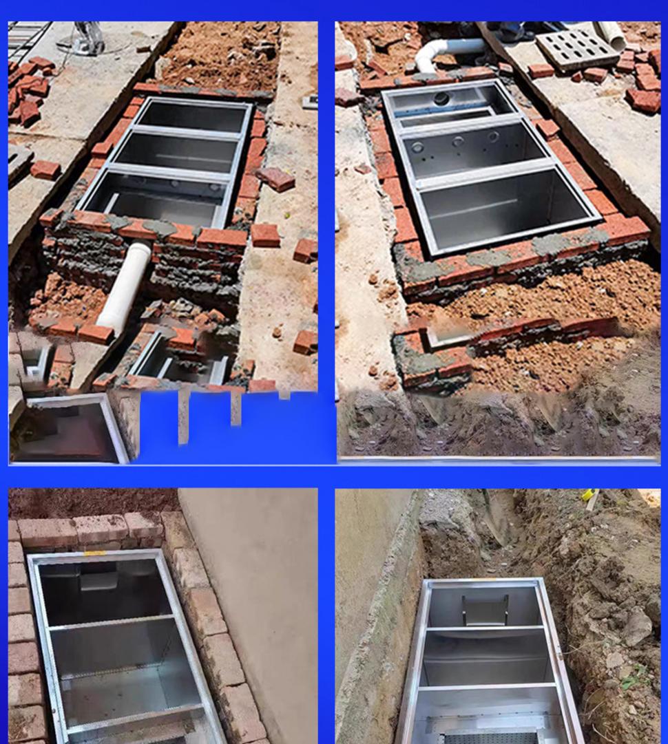 Hình ảnh thực tế Bể tách mỡ chung cư 19000L sản xuất bởi Cơ Khí Đại Việt, thể hiện thiết kế hiện đại và vật liệu cao cấp.