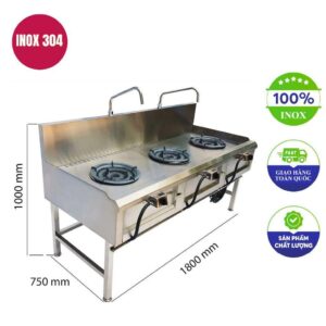 Bếp á 3 họng có gáy kèm vòi rửa