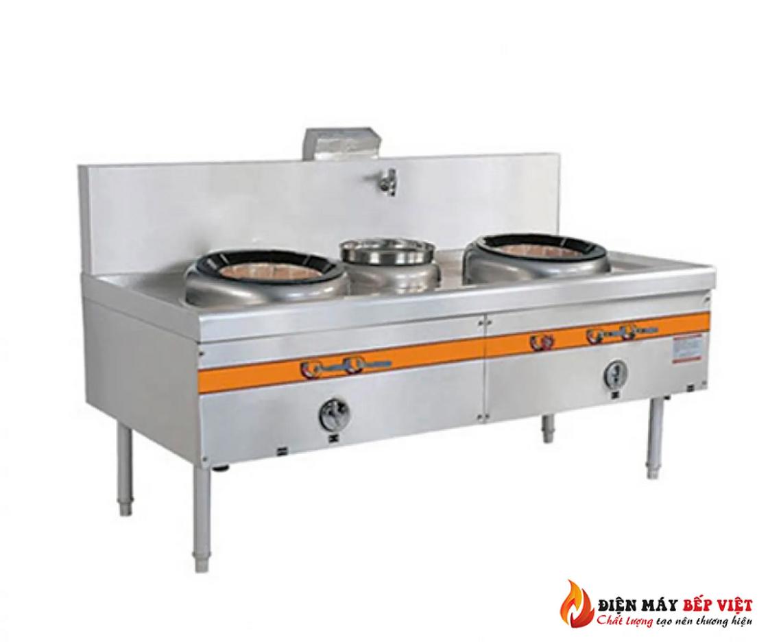 Hình ảnh thực tế Bếp á quạt thổi 2 họng sản xuất bởi Cơ Khí Đại Việt, thể hiện thiết kế hiện đại và vật liệu cao cấp.