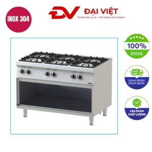 Bếp Âu 6 họng chân thấp kèm kệ dưới 1200x750x850mm