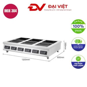bếp âu điện từ 6 họng 5kw để bàn 1100x845x240mm
