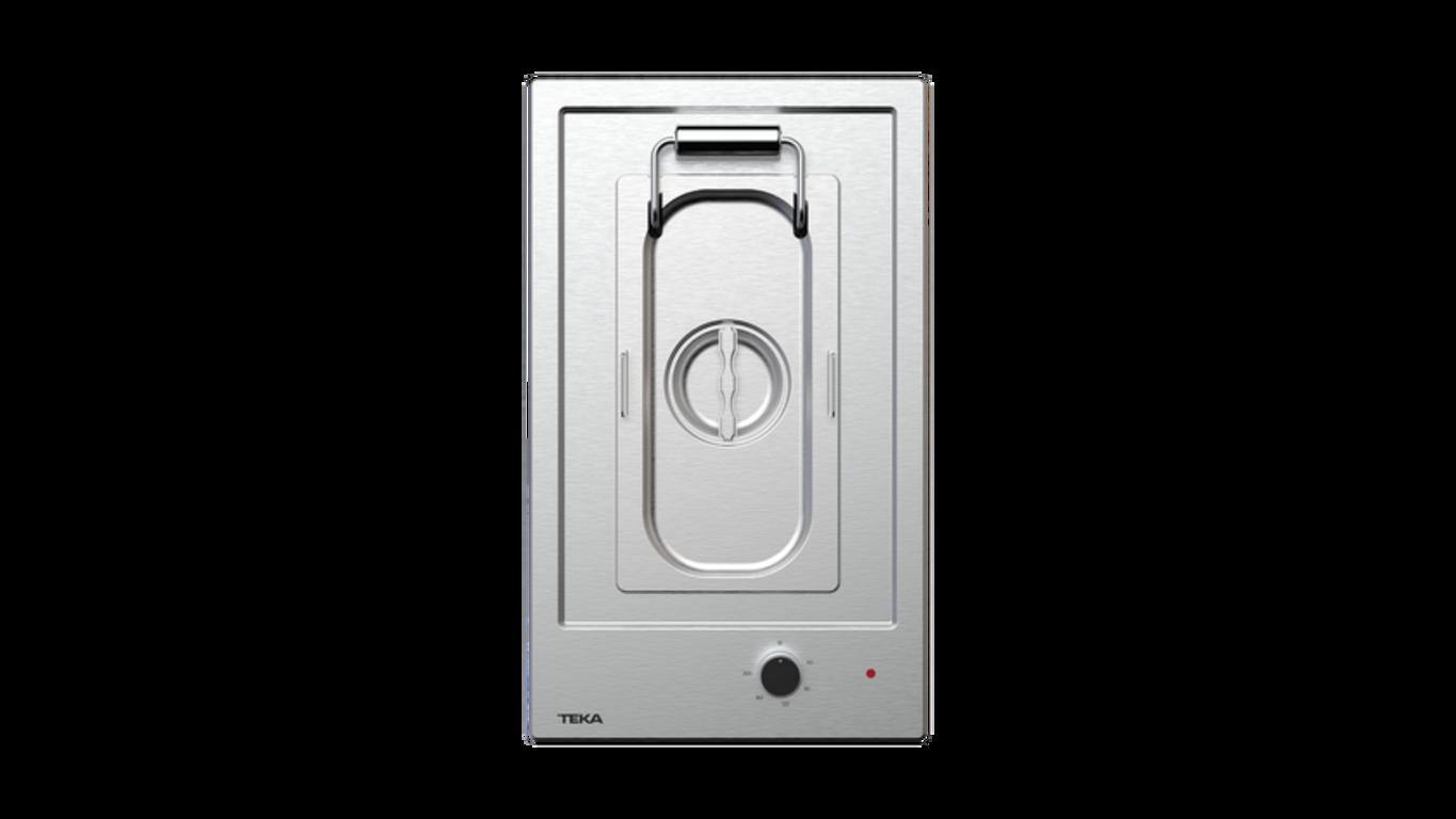 Close-up bề mặt Inox 304 của Bếp chiên Teka EFX 30.1 — bền, dễ vệ sinh và chống ăn mòn.