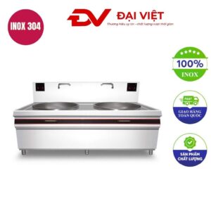 Bếp xào đôi điện từ 15kw mặt lõm phi 800 xào trực tiếp
